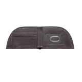 A Rogue Industries genuine leather black wallet with a clip.