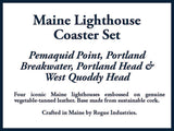 Leather Coasters with Maine Lighthouses Embossing