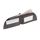 A Rogue Industries American Bison Leather Front Pocket Wallet with money in it.